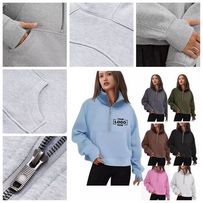 Women's Half Zip Cropped Sweatshirt