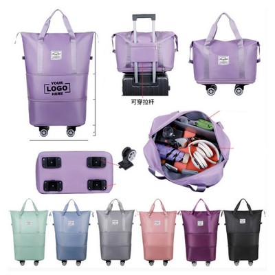 Expandable Duffel Bag with Removable Wheels and Wet-Dry Compartments