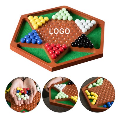 Oak Board Checkers With Ceramic Chess