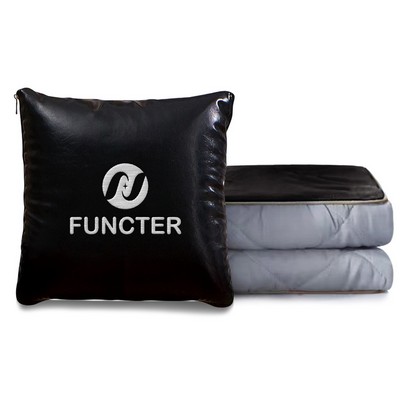 PU & Velvet 2-in-1 Pillow Blanket (15.7x15.7 Inches) – Silky Cotton Filling