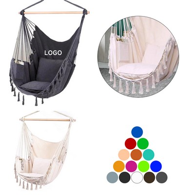 Hammock Chair Hanging Rope Swing w/Cushions
