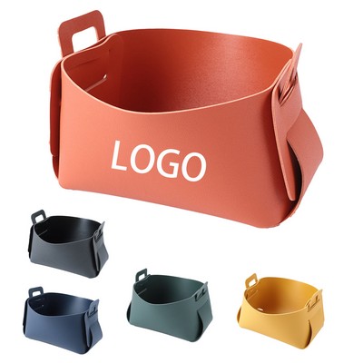 PU Leather Desktop Storage Basket