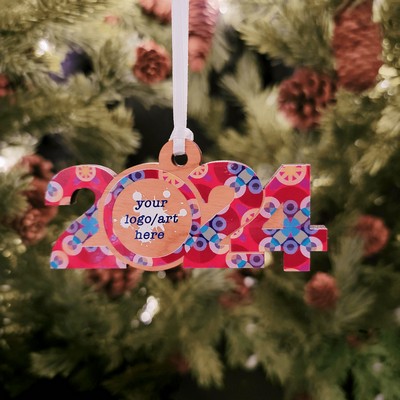 Custom Printed Hardwood Horizontal 2024 Ornament