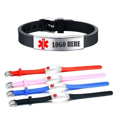 Adjustable Silicone Bracelet With ID Plate