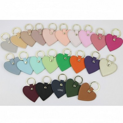 Ultra-Slim Microfiber Leather Heart Keychain Minimalist Lightweight Bag Charm Premium Metal Ring