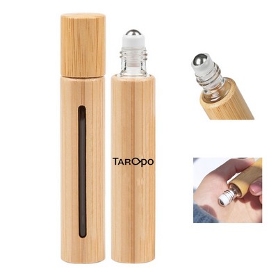 1/3 Oz Roll On Refillable Liquid Bottle w/ Bamboo Shell