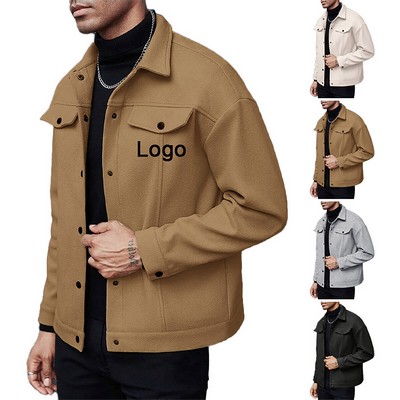 Men's Lapel Wool Blazer Casual Sports Business Jacket Autumn Winter