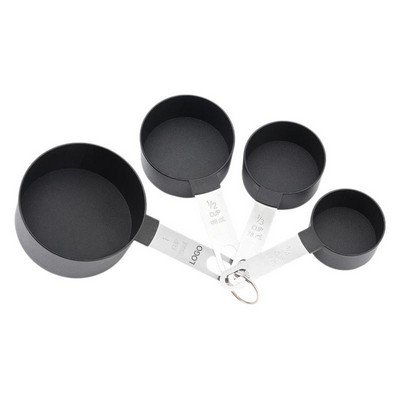 8-Piece Measuring Cups and Spoons Set with Stainless Steel Handles Stackable Plastic Measuring Set
