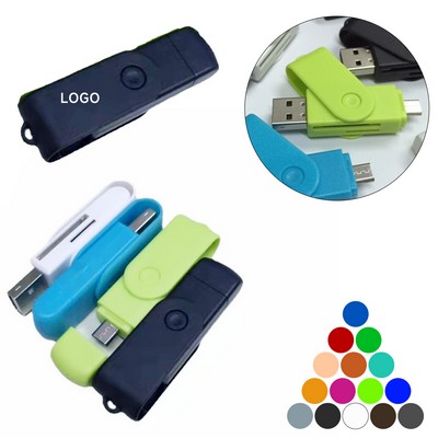 2-In-1 Swivel Usb Card Reader