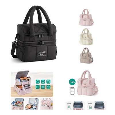 Quilted Puffer Dual-Compartment Cooler - 11.8L