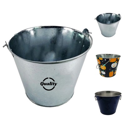 Custom 5 QT Galvanized Metal Ice Bucket/ Beer Bucket