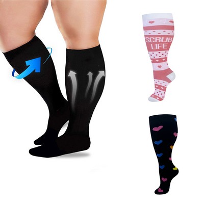 Full Color Plus Size Compression Socks