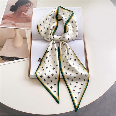 Custom 5.9" x 57" Long Silk Like Hair Scarves Women's Satin Handbag Wrap