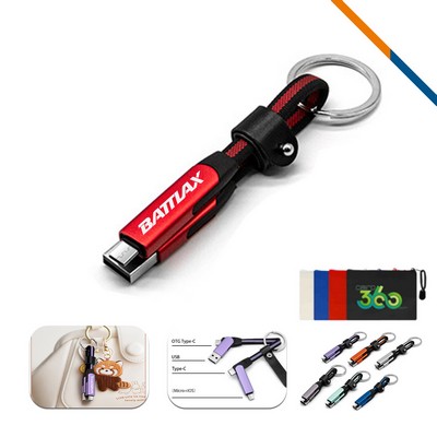 PalmCord 4in1 Keychain Fast Charging Data Transfer Cable