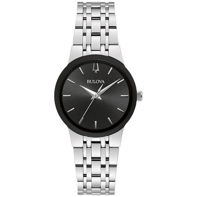 Bulova® Ladies' Corporate Exclusive Futuro Watch, Silvertone with Black Dial