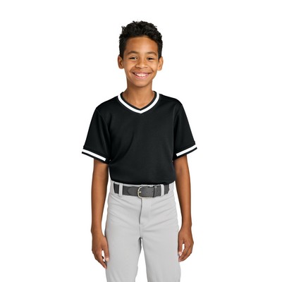 Sport-Tek® Youth Tough Mesh V-Neck Baseball Jersey