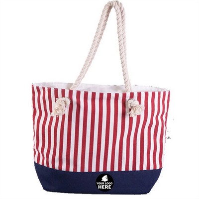 Patriotic Striped Canvas Tote