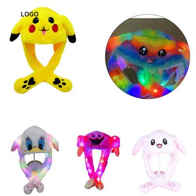 Party Cosplay Funny Plush Santa Hat with Moving Jumping Ears