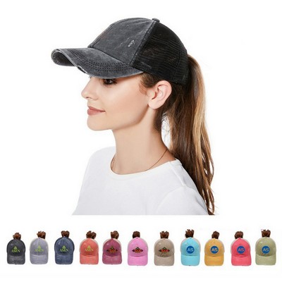 Womens Criss Cross Ponytail Baseball Cap