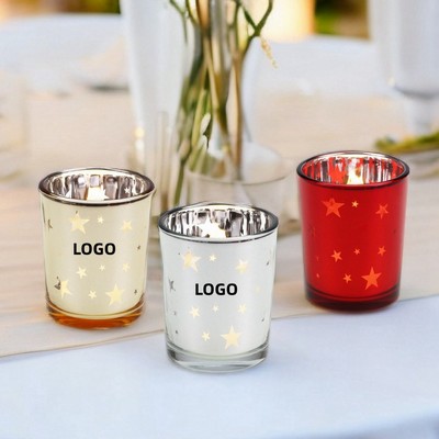 Star Pattern Glass Candle Jar Holder Home Decor