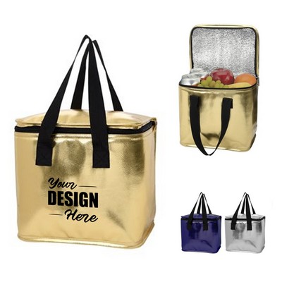 Metallic Insulated Lunch Cooler Bag