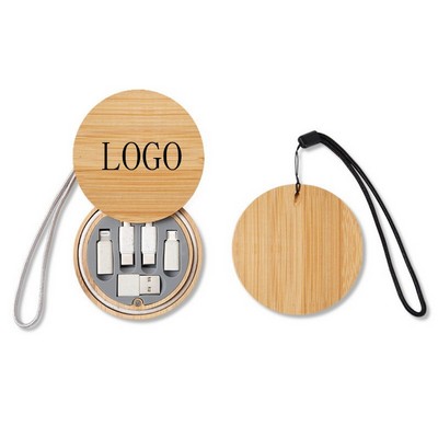 60W Fast Charging Round Bamboo 6" 1 Multi Cable Organizer