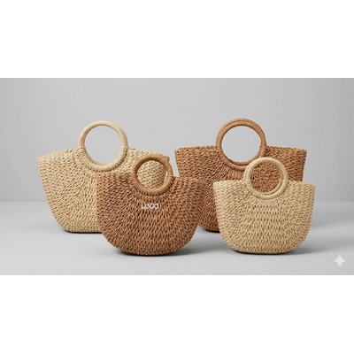 Natural Straw Beach Tote Large Capacity Summer Vacation Handbag Artisanal Woven Travel Purse