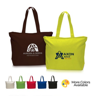 Premium 12 oz. Cotton Canvas Zipper Tote Bag