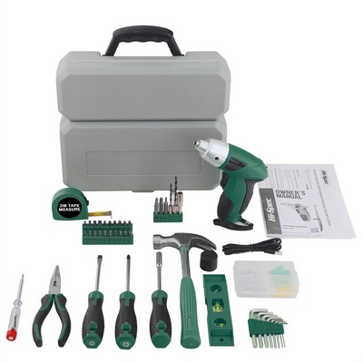 46-Piece 4V Cordless Lithium Electric Screwdriver & Mini Drill Household Power Tool Kit