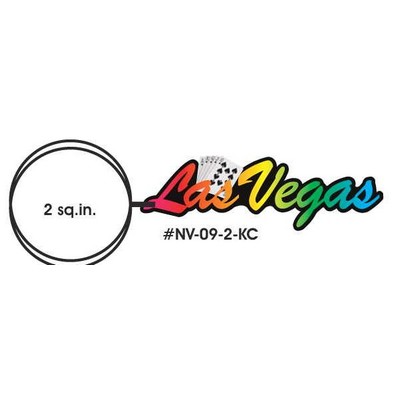 Las Vegas w/Royal Flush Key Chain w/Clear Mirrored Back (2 Square Inch)