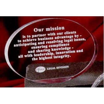 Oval Acrylic Self Standing Paperweight (4"x3 1/2"x1)