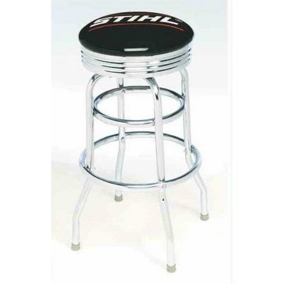 Double Chrome Ring Bar Stool w/Seat Logo