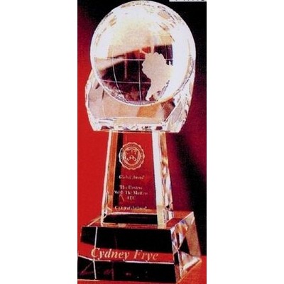 Crystal Series 3"x8" Crystal Spinning World On Hand Award
