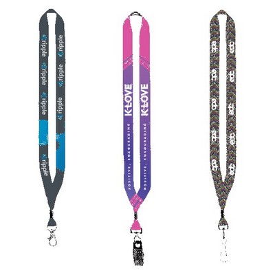 3/4" Dye-Sublimated Lanyard with Metal Crimp & Metal Split-Ring