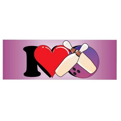 I Love Bowling Panoramic Metal Photo Magnet (1 5/8"x4 5/8")
