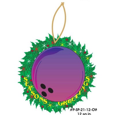 Purple Bowling Ball Promotional Wreath Ornament w/ Black Back (12 Square Inch)