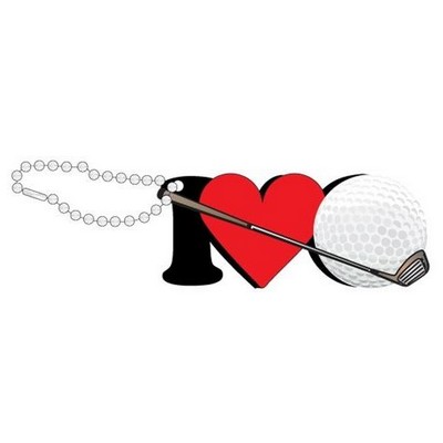 I Love Golf Promotional Key Chain w/ Black Back (6 Square Inch)