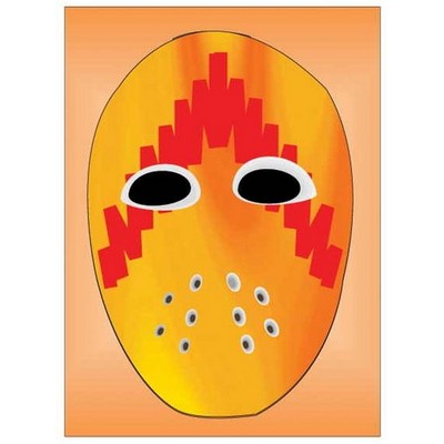 Hockey Mask Rectangle Badge w/ Bar Pin (2 1/2"x3 1/2")