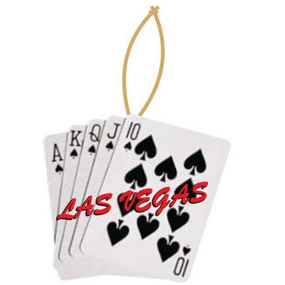 Spades Royal Flush Ornament w/ Clear Mirrored Back (4 Square Inch)