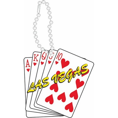 Hearts Royal Flush Key Chain w/ Black Back (2 Square Inch)