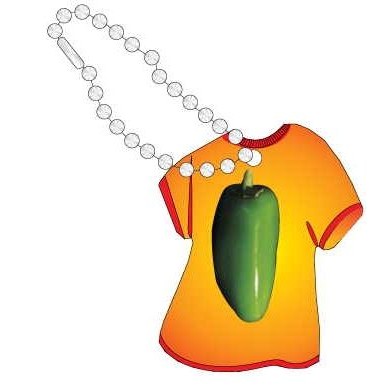 Jalapeno Promotional T Shirt Key Chain w/ Black Back (4 Square Inch)