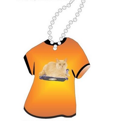 British Shorthair Cat T Shirt Key Chain w/ Black Back (4 Square Inch)