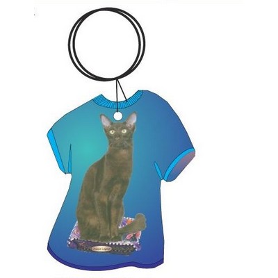 Oriental Longhair Cat T Shirt Keychain w/Mirror Back (4 Square Inch)