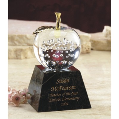 Glass Georgia Peach Award w/Vertical Clear Leaf