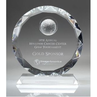 Large Optical Crystal Golf Sunflower Award