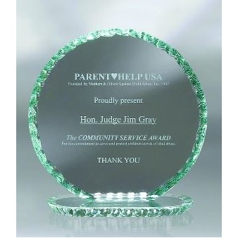 Small Corona Pearl Edge Jade Glass Award
