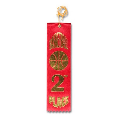 2"x8" 2nd Place Stock Basketball Carded Event Ribbon