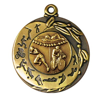 Stock Sport Silhouettes 2" Medal- Triathlon