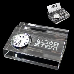 Crystal Card Holder with Clock