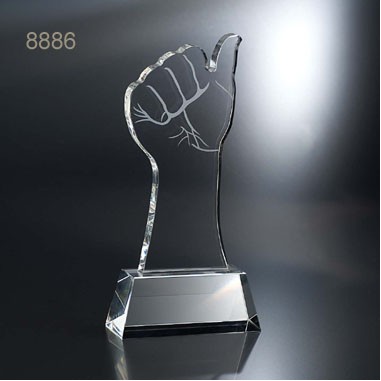 Thumbs Up Optic Crystal (Sand Blast)